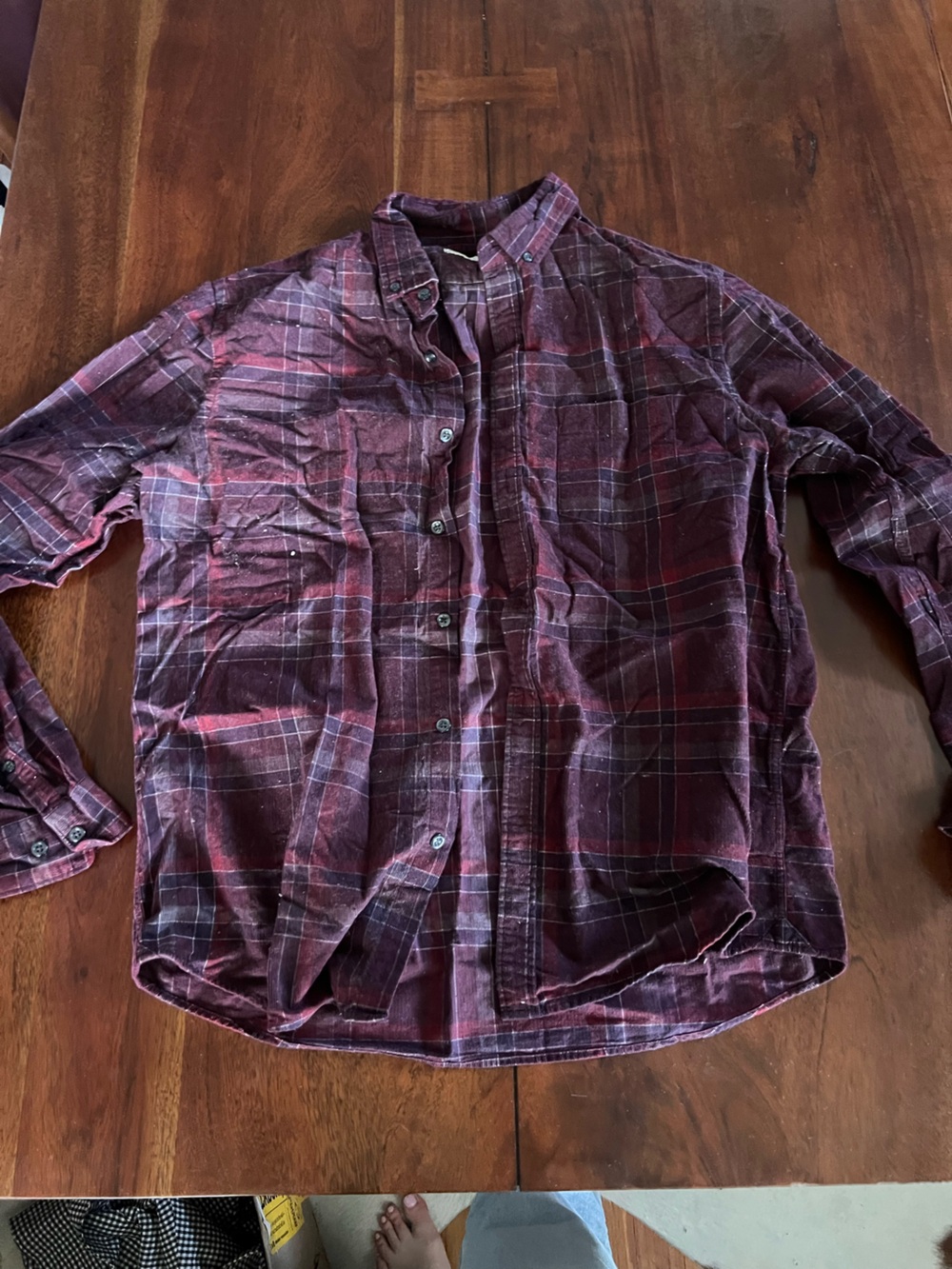 Express Flannel Shirt | Purple and Berry Plaid | 100% Cotton | Large